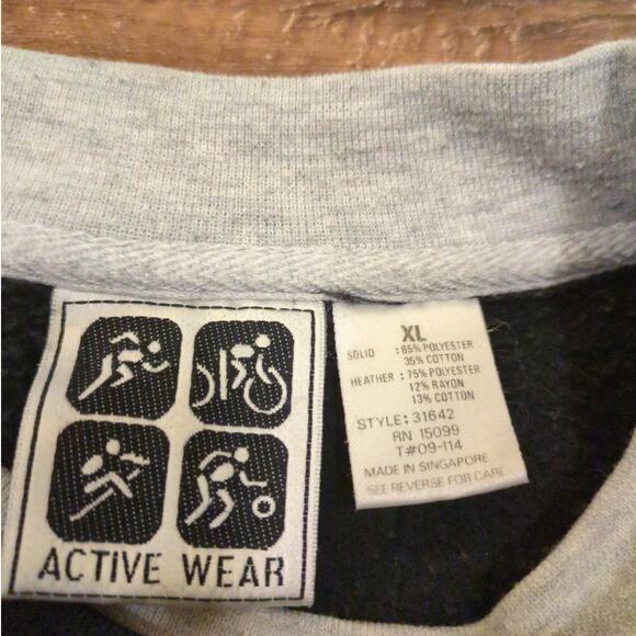 VTG Active Wear Adult XL Sweatshirt Color lock Retro Teal Blue Skater Surf - Picture 3 of 6